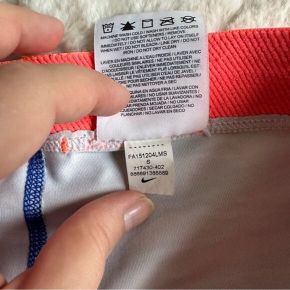 Nike Pro | Blue, Coral & Cream Zebra Print Capri Leggings | Size Small - Picture 7 of 11